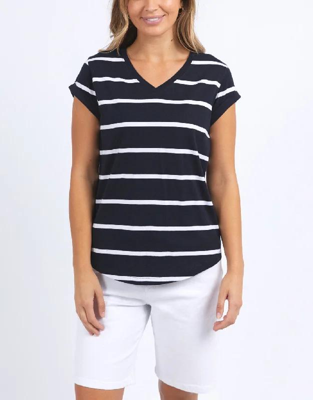 Versatile fashion options for every occasion Manly Stripe Vee Tee - Navy & White Stripe Versatile fashion options for every occasion Manly Stripe Vee Tee - Navy & White Stripe