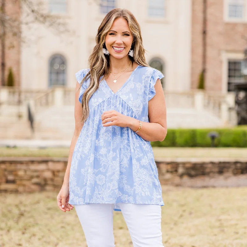 Women’s clothing that combines comfort and style What A Time Babydoll Top, Light Blue Women’s clothing that combines comfort and style What A Time Babydoll Top, Light Blue