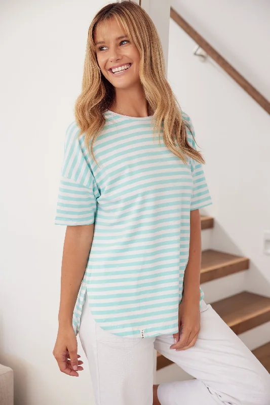 Get noticed with eye-catching women’s fashion Lauren Short Sleeve Tee - Tonic Blue/White Stripe Get noticed with eye-catching women’s fashion Lauren Short Sleeve Tee - Tonic Blue/White Stripe