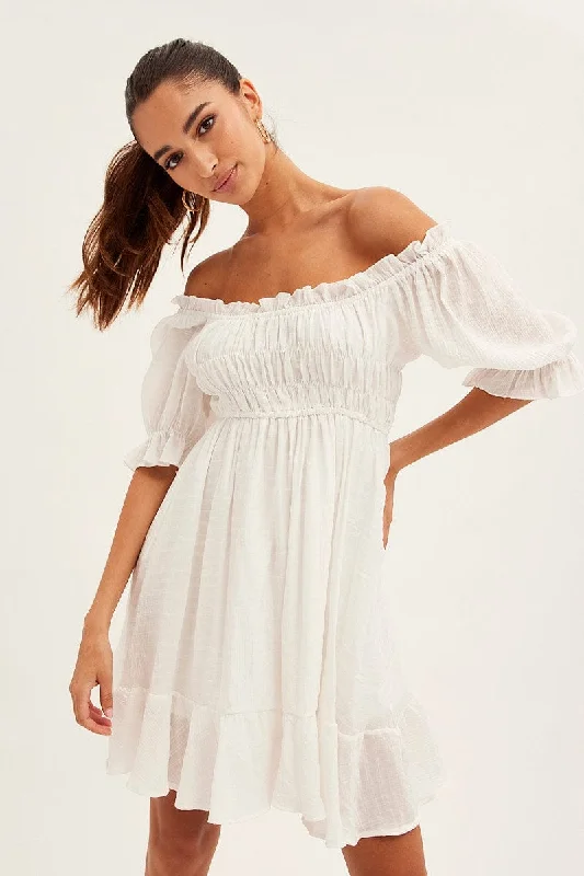 Perfect fashion pieces for the busy woman   White Gathered Bust Skater Dress