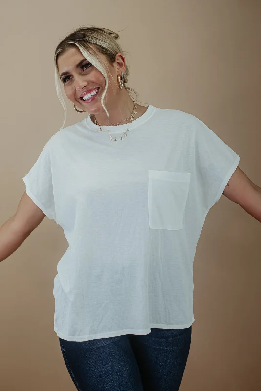 Curated collections for modern, fashionable women   First Choice Crew Neck Pocket Tee, Ivory
