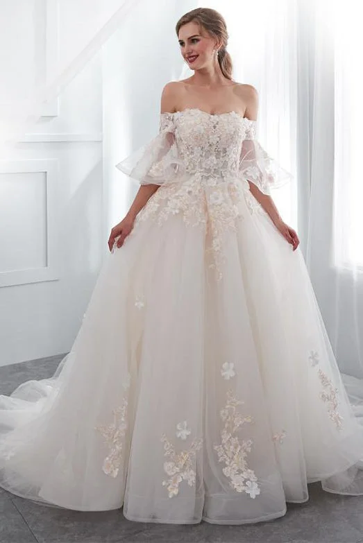 The ultimate destination for women’s clothing Princess Long Off Shoulder A-line Ivory Bridal Dress with Appliques The ultimate destination for women’s clothing Princess Long Off Shoulder A-line Ivory Bridal Dress with Appliques