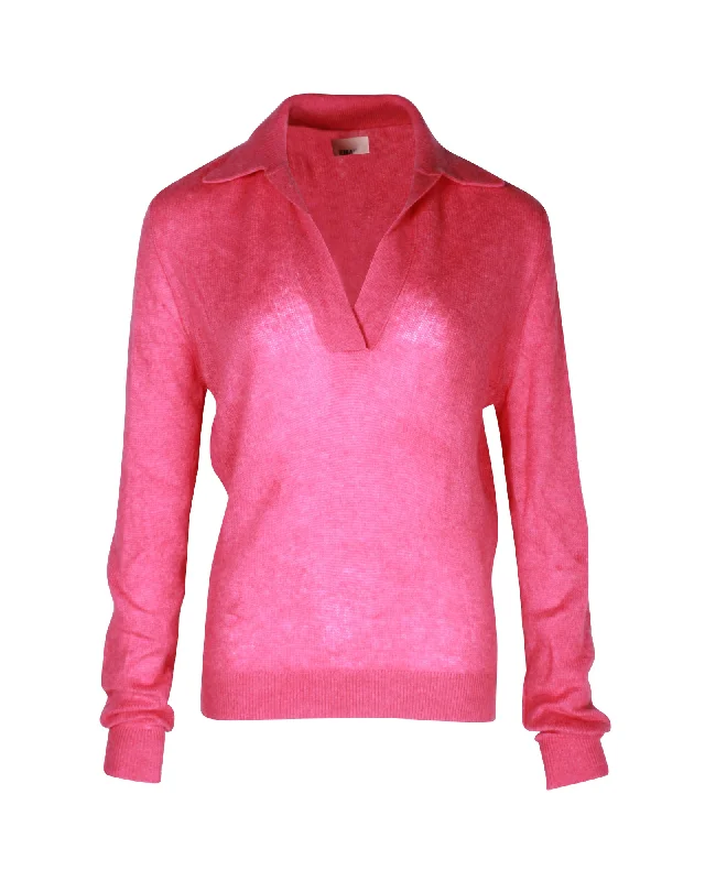 Elevate your look with premium women’s wear   Khaite Jo Polo Sweater in Pink Cashmere