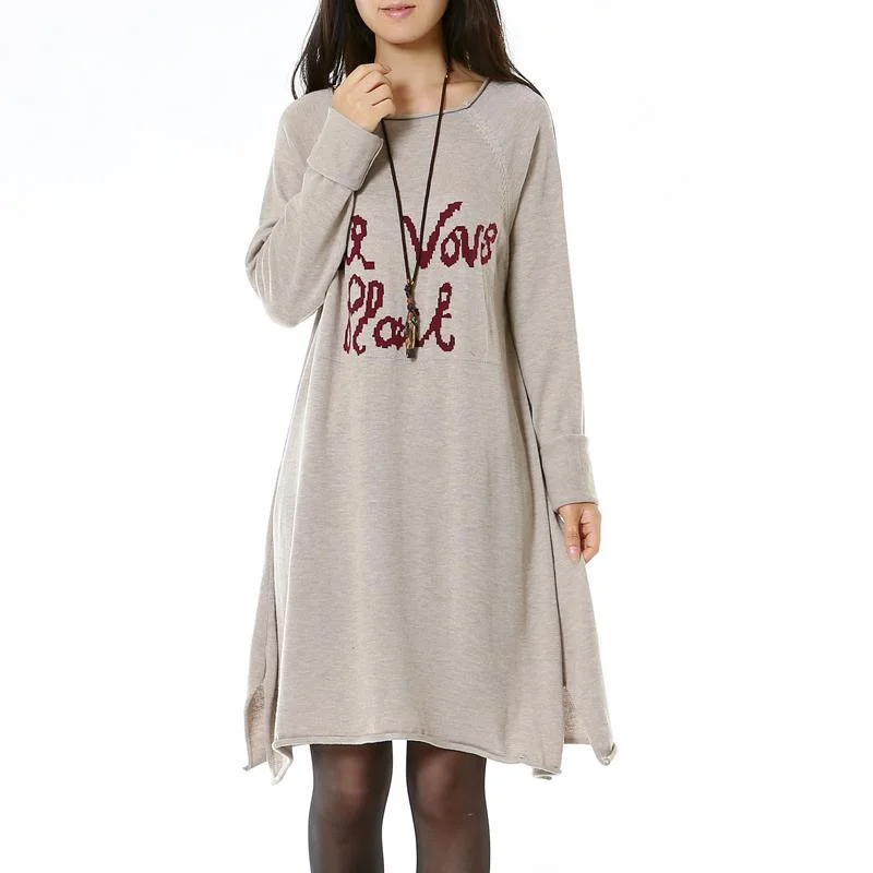 Casual yet chic women’s outfits for work or play   Khaki cozy women sweater dress oversized