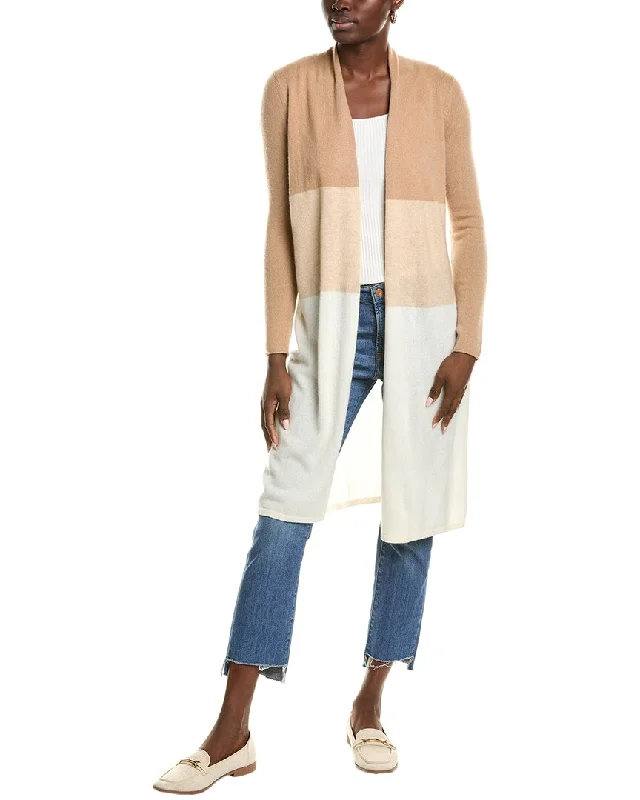 Get noticed with eye-catching women’s fashion   sofiacashmere Colorblocked Drape Cashmere Cardigan