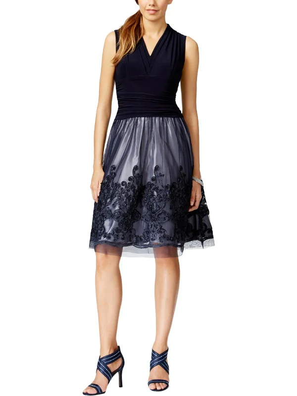 Sleek and sophisticated fashion for modern women   Womens Soutache-Trim Sleeveless Cocktail Dress