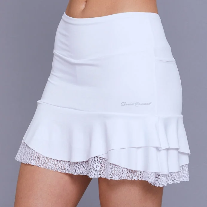 Floral Knit Tier Mid Skort with a Twist (white)