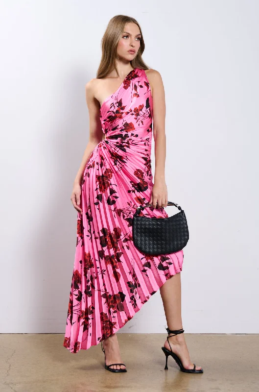 Iconic women’s outfits that never go out of style   THIS TIME AROUND FLORAL ONE SHOULDER MIDI DRESS
