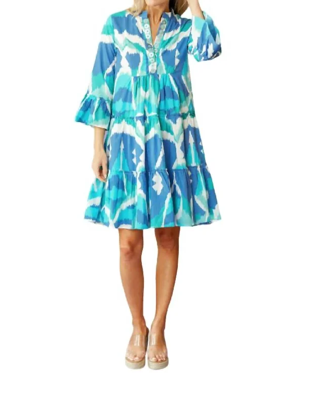 Discover the latest trends in women’s fashion   Caty Dress In Cerulean Watercolor Ikat