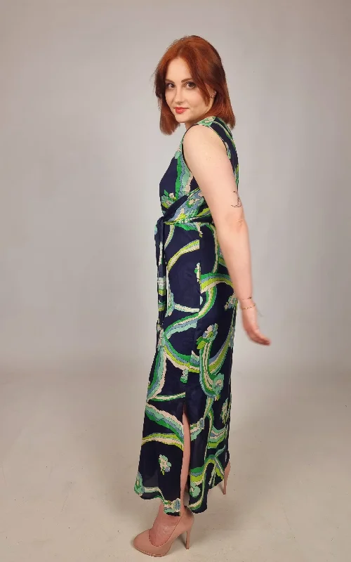 Fashionable women’s clothing that makes you shine   Vilagallo Tamara Navy Print Dress