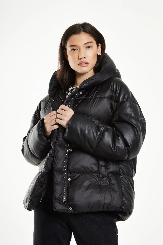 Effortlessly chic fashion for today’s woman   Glamorous Black Hooded Puffer Jacket